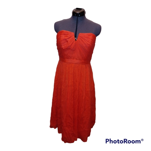 J. Crew Dresses J Crew Red Coral Strapless Dress Size 8 Poshmark